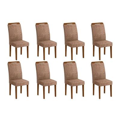 Conjunto: Mesa Sala Jantar Athenas Kit 8 Un Capuccino-animale Chocolate - Rufato