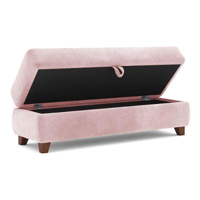 Recamier Calçadeira Bali 120Cm Suede Rosa Bebe - Inova Decorações