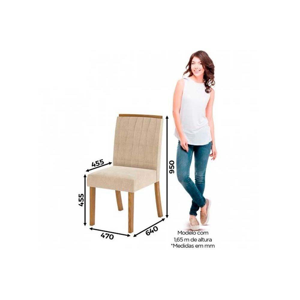 Conjunto: Mesa Sala Jantar Vértice Tampo Madeirado 90cm Canto Reto + 4 Cadeiras Tauá  Nature/Linho - Henn - 2