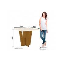 Conjunto: Mesa Sala Jantar Vértice Tampo Madeirado 90cm Canto Reto + 4 Cadeiras Tauá  Nature/Linho - Henn - 3