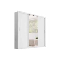 Guarda Roupa Casal 3 Portas de Correr e 2 Gavetas c/ Espelho Residence Branco - Demóbile - 1