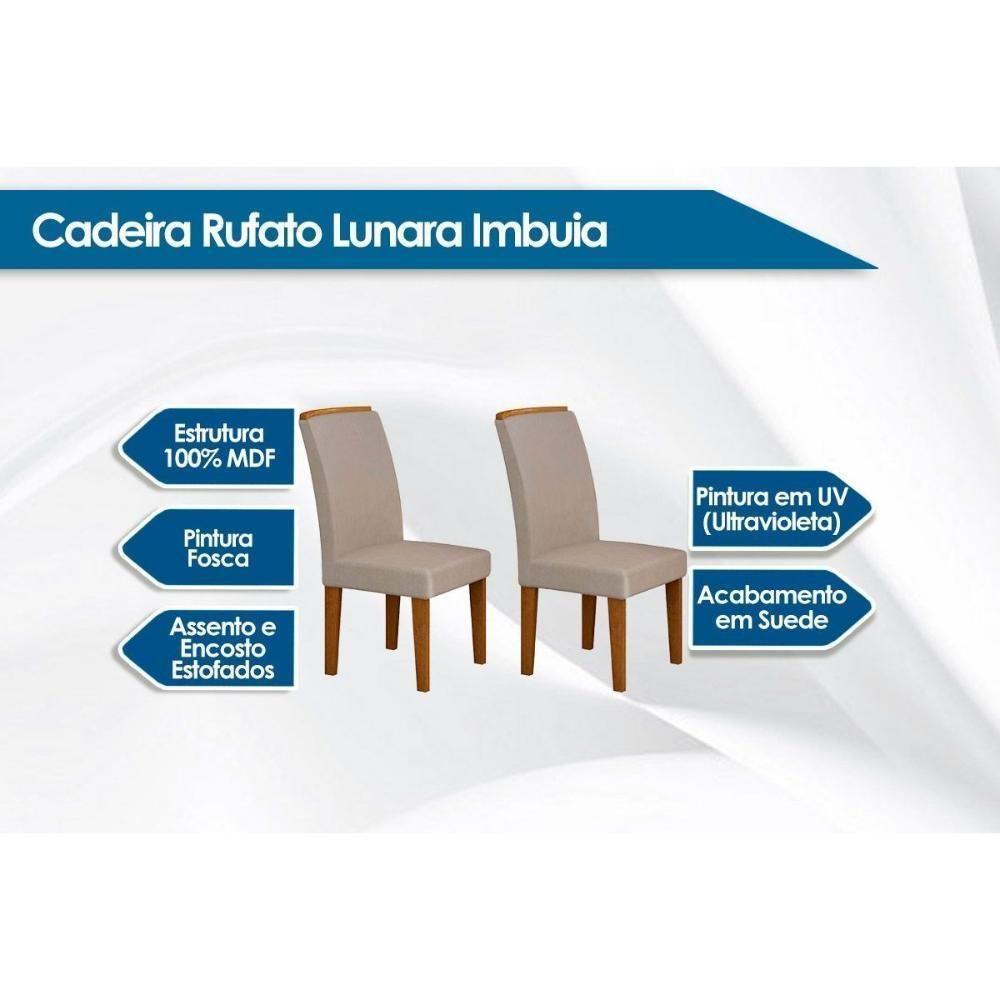 Conjunto: Mesa Sala Jantar Londrina Tampo Madeirado c/ Vidro 180cm + 6 Cadeiras Lunara Imbuia/Linho Esmeralda - Rufato - 8