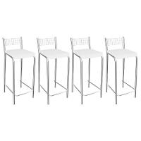 Banqueta Sala de Jantar Gênova 1B705CR 4 Un Cromado/Courano Branco - Kappesberg - 1
