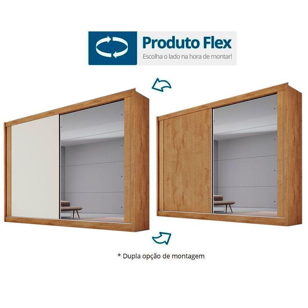 Guarda Roupa Casal 2 Portas de Correr e 4 Gavetas c/ Espelho Creta Off White - Europa - 2