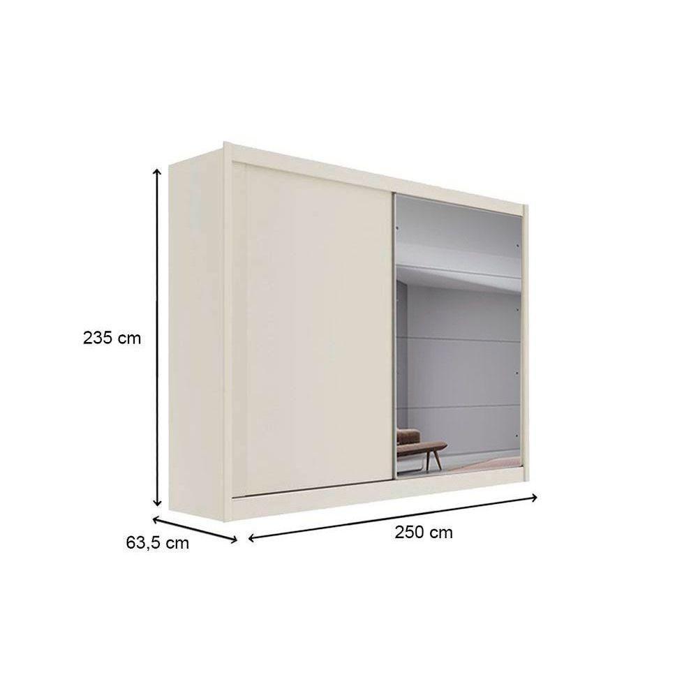 Guarda Roupa Casal 2 Portas de Correr e 4 Gavetas c/ Espelho Creta Peroba/Off White/Peroba - Europa - 3