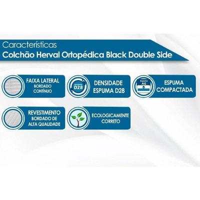 Cama Box c/Auxiliar Casal: Colchão Ortopédico Herval D28AG65 Black + Base CRC Courano Black(138x188)