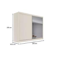 Guarda Roupa 2 Portas  de Correr e 4 Gavetas c/ Espelho Creta Peroba/Off White/Peroba - Europa