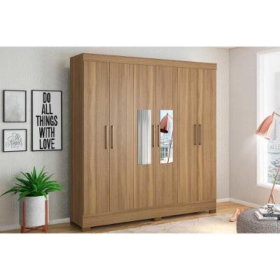 Guarda Roupa Casal 6 Portas e 3 Gavetas c/ Espelho Prático Amêndola Touch - Demóbile