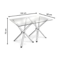 Conjunto: Mesa Sala Jantar  Volga c/ Tampo Vidro 150cm + 6 Cadeiras Portugal Cromado/Courano Nude - Kappesberg - 3