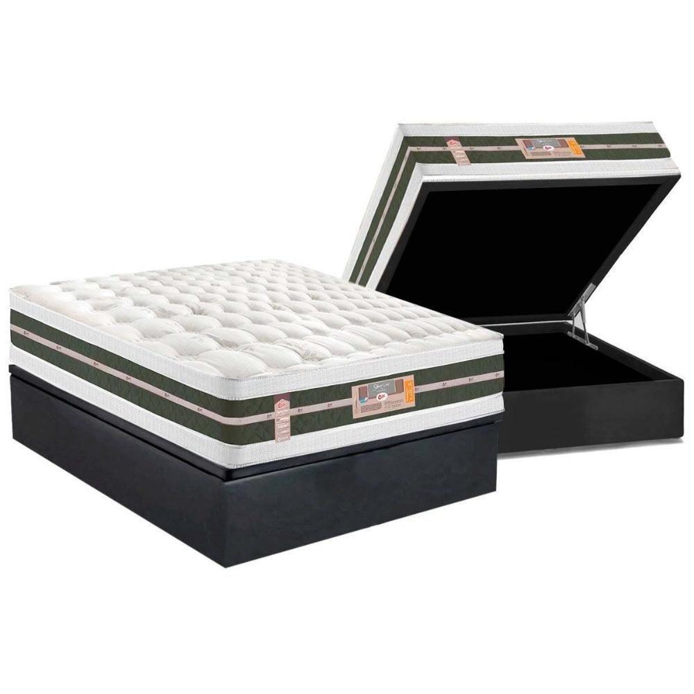 Cama Box Baú Casal: Colchão Molas Castor  Pocket Silver Star Air Max 3D + Base CRC Suede Gray(138x188) - 1