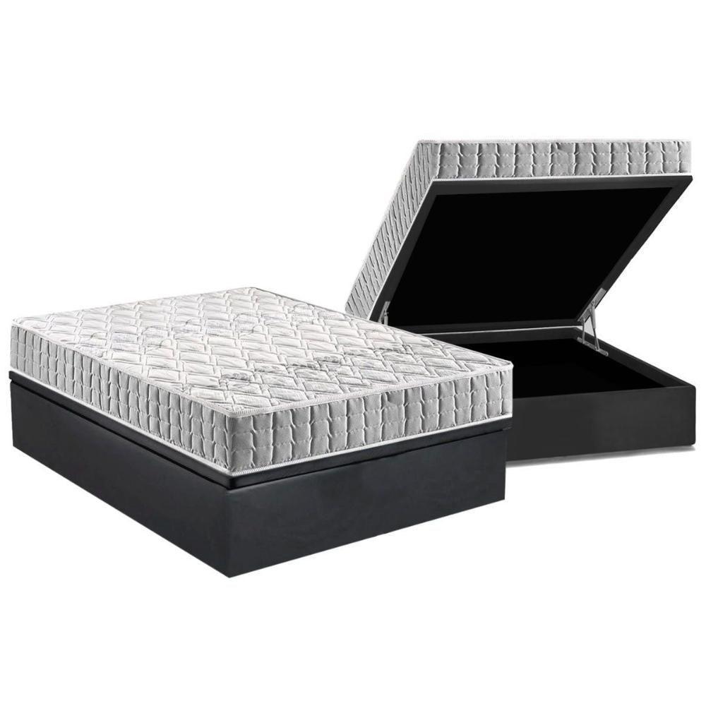 Cama Box Baú Casal: Colchão Espuma D33 Anjos Orthosono + Base CRC Suede Gray(138x188) - 1