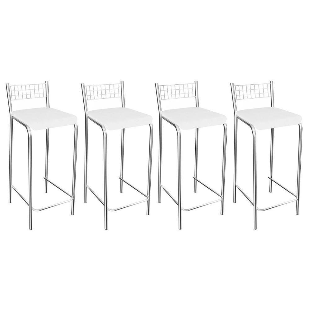 Banqueta de Cozinha Gênova 1B705CR 4 Un Cromado/Courano Branco - Kappesberg - 1