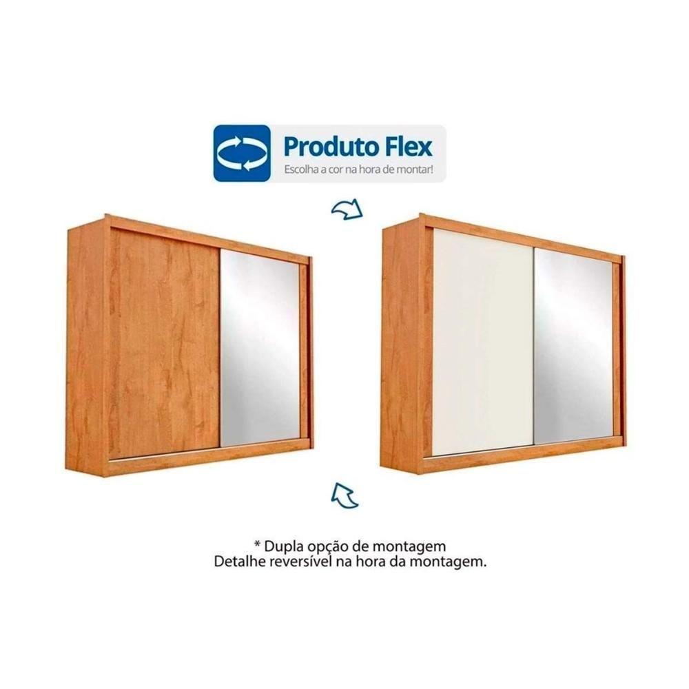 Guarda Roupa Casal 2 Portas de Correr e 4 Gavetas c/ Espelho Creta Peroba/Off White - Europa - 5