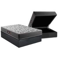 Cama Box Baú Casal: Colchão Espuma Herval D28 Black Double Face + Base CRC Suede Gray(138x188) - 1