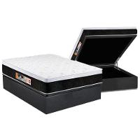 Cama Box Baú Casal: Colchão Espuma D45 Castor Black e White Air Euro Pillow + Base CRC Suede Gray(138x188) - 1