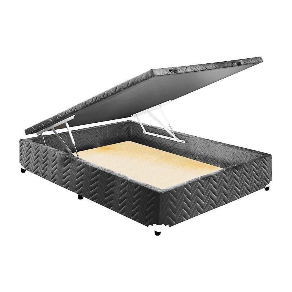 Cama Box Baú Casal: Colchão Espuma Polar D33 Pérola Premium Euro Pillow + Base CRC Suede Gray(138x188) - 4