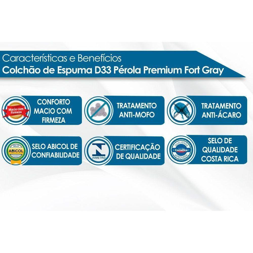 Cama Box Baú Casal: Colchão Espuma Polar D33 Pérola Premium Euro Pillow + Base CRC Suede Gray(138x188) - 5