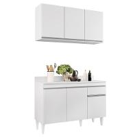 Armário Aéreo Virgínia E Balcão Para Pia Com Tampo 120cm Arizona Branco - Lumil - 1