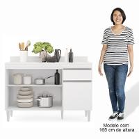 Armário Aéreo Virgínia E Balcão Para Pia Com Tampo 120cm Arizona Branco - Lumil - 9