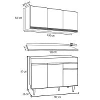 Armário Aéreo Virgínia E Balcão Para Pia Com Tampo 120cm Arizona Branco - Lumil - 10