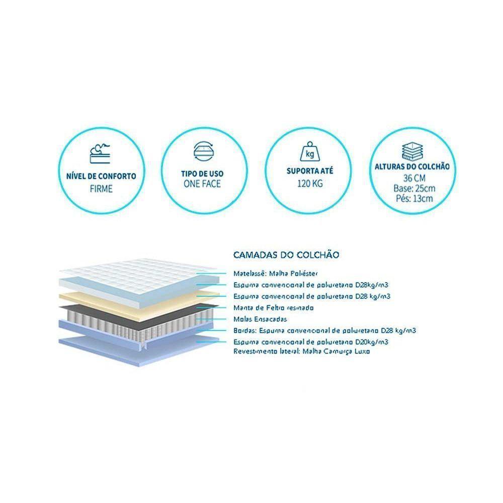Cama Box Queen: Colchão Molas Polar Masterpocket Ensacadas Cristal + Base Crc Rústico Bege(158X198) - 5