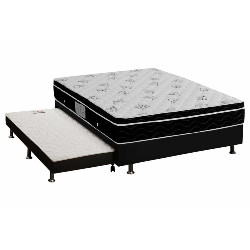 Cama Box c/Auxiliar Casal: Colchão Ortobom Nanolastic Physical + Base CRC Courano Black(138x188) - 1