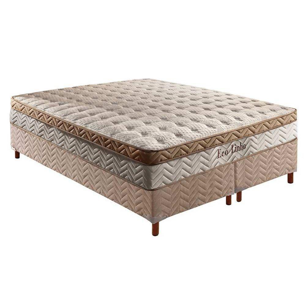 Cama Box Queen: Colchão Molas Master Enadas Paropas Eco Linho + Base Bege(158X198) - 1