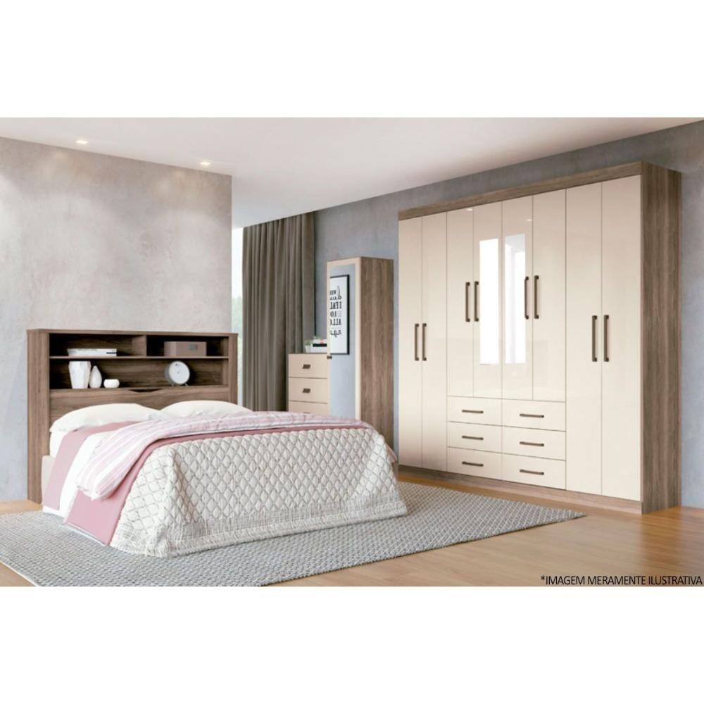 Guarda Roupa Casal 8 Portas e 6 Gavetas c/ Espelho Liverpool Ébano - Santos Andirá - 3