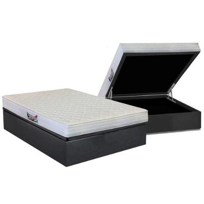 Cama Box Baú Casal: Colchão Ortopédico Herval D28 / Ag65 Frontier + Base Crc Suede Gray(138X188)