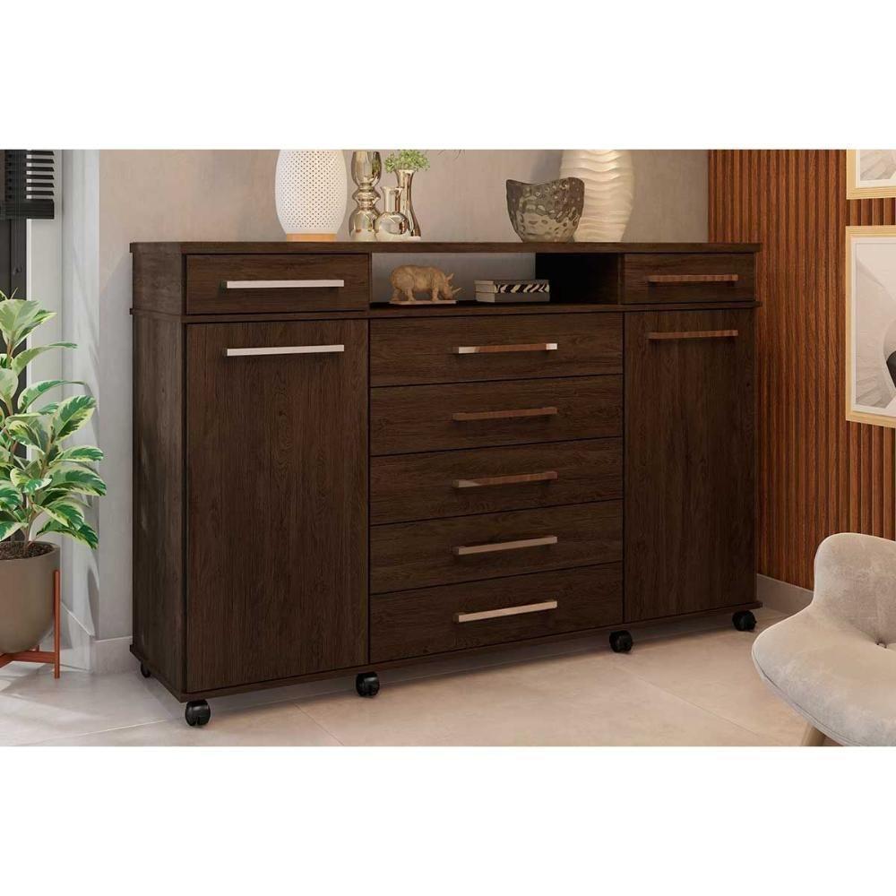 Cômoda Juvenil London 1 Nicho + 7 Gavetas Ébano - Demóbile - 1