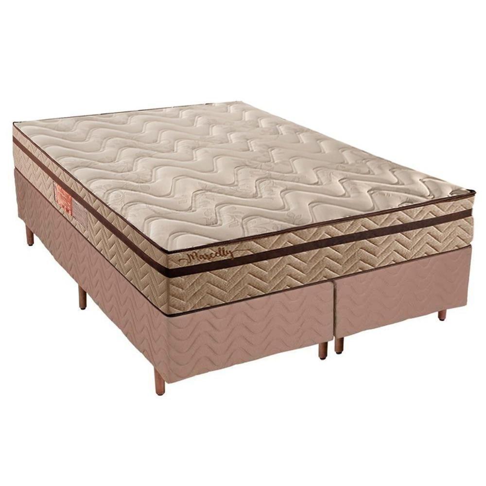 Cama Box Queen: Colchão Molas Masterpocket Ensacadas Paropas Marcelly Ibiza + Base Bege(158X198) - 1