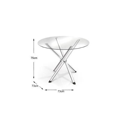Conjunto: Mesa de Cozinha Volga c/ Tampo de Vidro 95cm + 4 Cadeiras Noruega Cromada - Assento Preto - Kappesberg