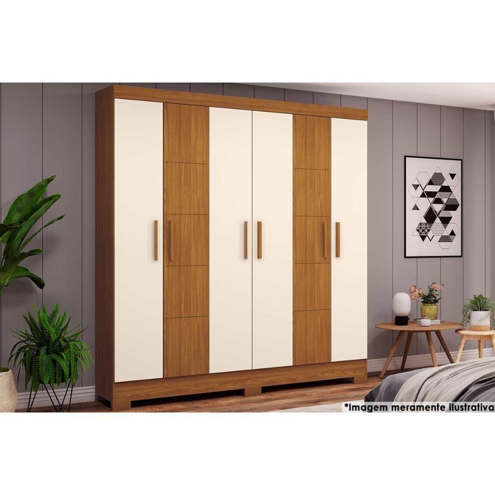 Guarda Roupa Casal 6 Portas e 2 Gavetas Briz B73 Nature/Off White - Henn - 1