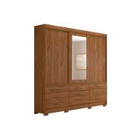 Guarda Roupa 3 Portas  de Correr e 7 Gavetas c/ Espelho Luiza  Avelã/Off White - Panan - 1
