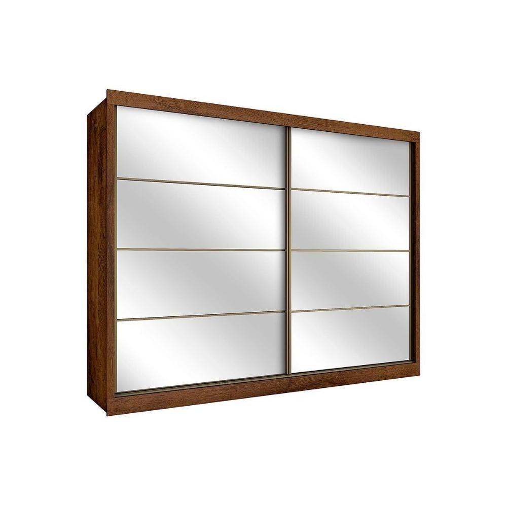 Guarda Roupa Casal 2 Portas de Correr e 6 Gavetas c/ Espelho Sevilha Braúna - Europa - 1