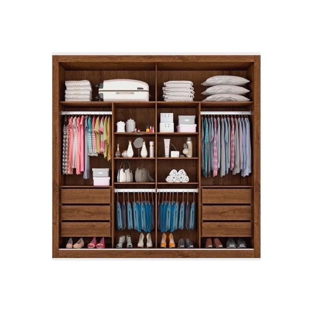 Guarda Roupa Casal 2 Portas de Correr e 6 Gavetas c/ Espelho Sevilha Braúna - Europa - 4