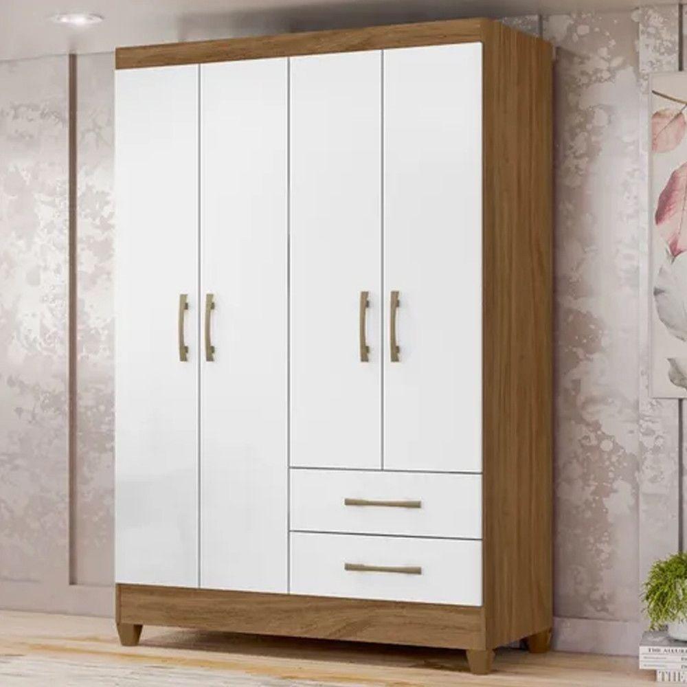 Guarda Roupa Solteiro Chile 4 Portas 2 Gavetas C/Branco - 3
