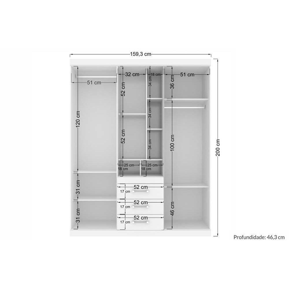 Guarda Roupa Solteiro 5 Portas E 3 Gavetas Havana Star 5.3 Atacama - Santos Andirá - 3