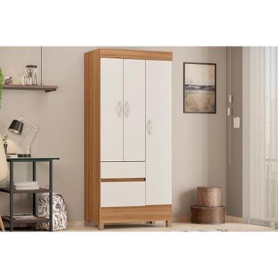 Guarda Roupa Solteiro Wind 3 Portas de Bater 2 Gavetas Amêndola-Off White Demóbile