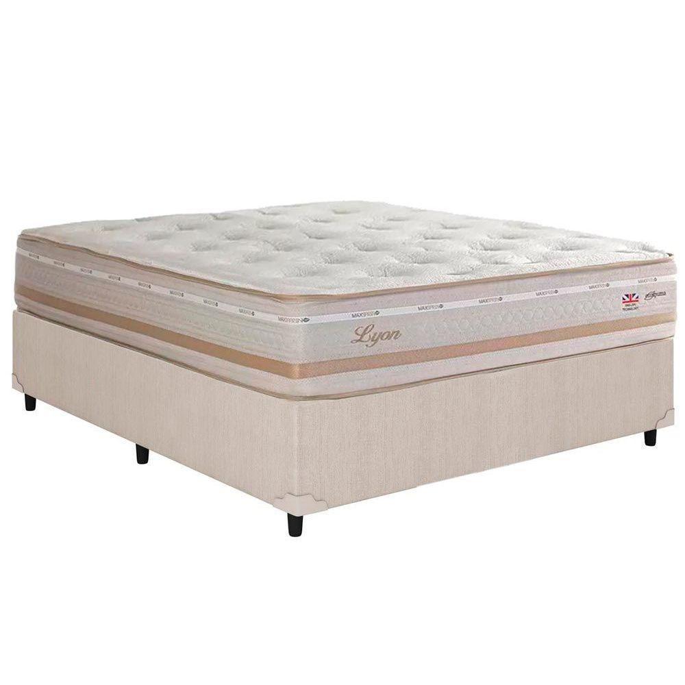Cama Box Casal: Colchão Molas Herval Maxspring Lyon + Base CRC Courano Clean(138x188) - 1