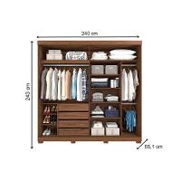 Guarda Roupa Casal 2 Portas de Correr e 4 Gavetas ec/ 2 Espelhos e Pés Blumenau Branco - Panan - 3