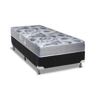 Cama Box Solteiro: Colchão Anatômico Ortobom D28/EP Fort Tech ISO 60 + Base CRC Suede Black(78x188) - 1