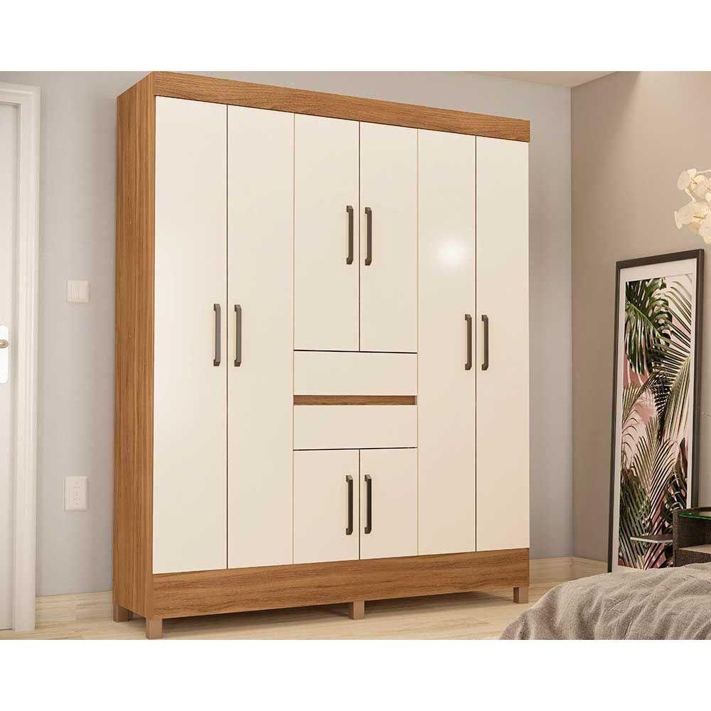 Guarda Roupa 8 Portas  e 2 Gavetas Munique Amêndola/Off White - Demóbile - 1