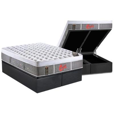 Cama Box Baú King: Colchão Molas Ensacadas Castor Plush+Base Gray(193X203)