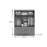 Guarda Roupa Casal 3 Portas de Correr e 7 Gavetas c/ Espelho Luiza Branco - Panan - 4