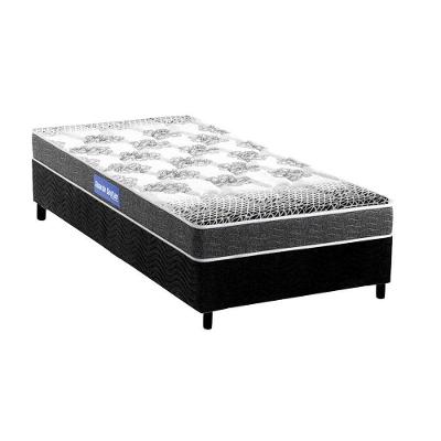 Cama Box Solteiro: Colchão Espuma Probel Guarda Costas Resistente + Base Crc Suede Black(88x188)