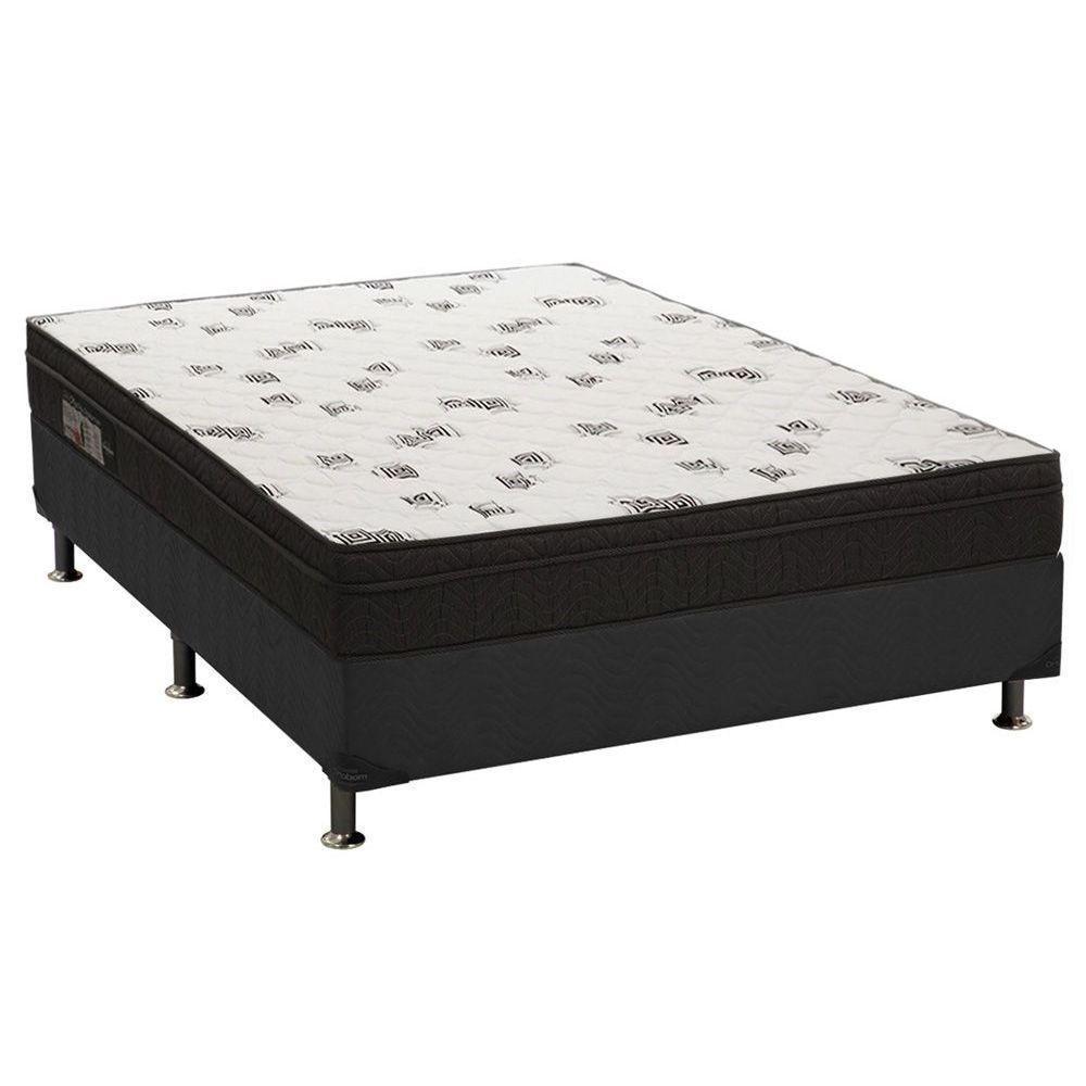 Cama Box Casal: Colchão Espuma D45 Ortobom Light Saúde Ortopilow + Base CRC Suede Black(138x188) - 1