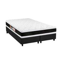 Cama Box Queen: Colchão Espuma Castor D45 Black e White Double Face + Base CRC Suede Gray(158x198) - 1