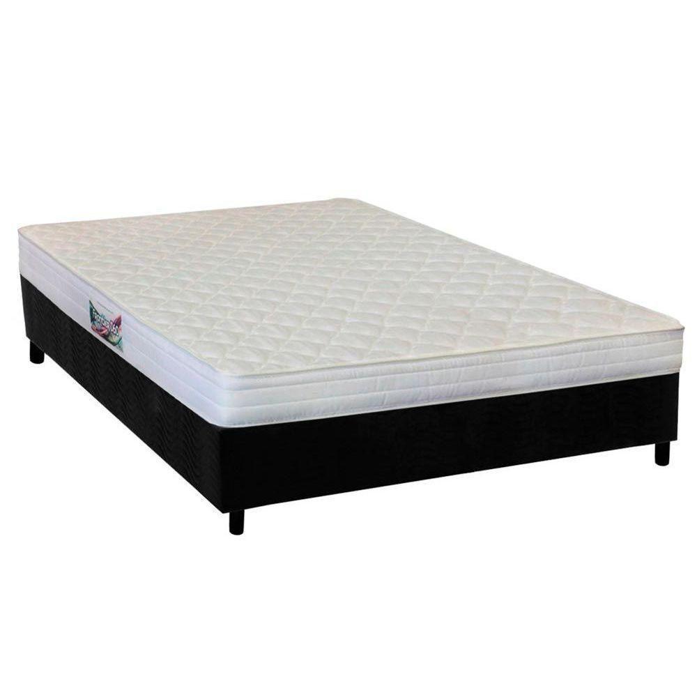 Cama Box Casal: Colchão Ortopédico Herval Ag65 Frontier + Base Crc Suede Black(138x188) - 1