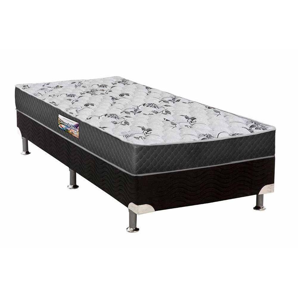 Cama Box Solteiro: Colchão Anatômico Herval D28/EP Ortopedic Black+ Base CRC Suede Black(88x188) - 1